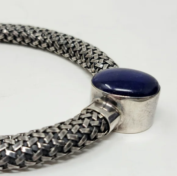 Sterling Silver Lapis signed BA necklace